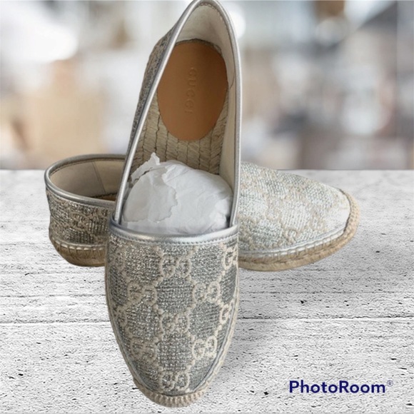 Gucci GG Signature Heritage Logo Canvas Espadrilles SZ 35 - Picture 8 of 16